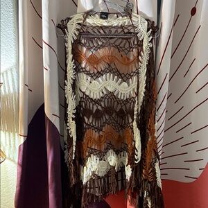 Daytrip Brown, Cream, and Orange Crochet Blouse